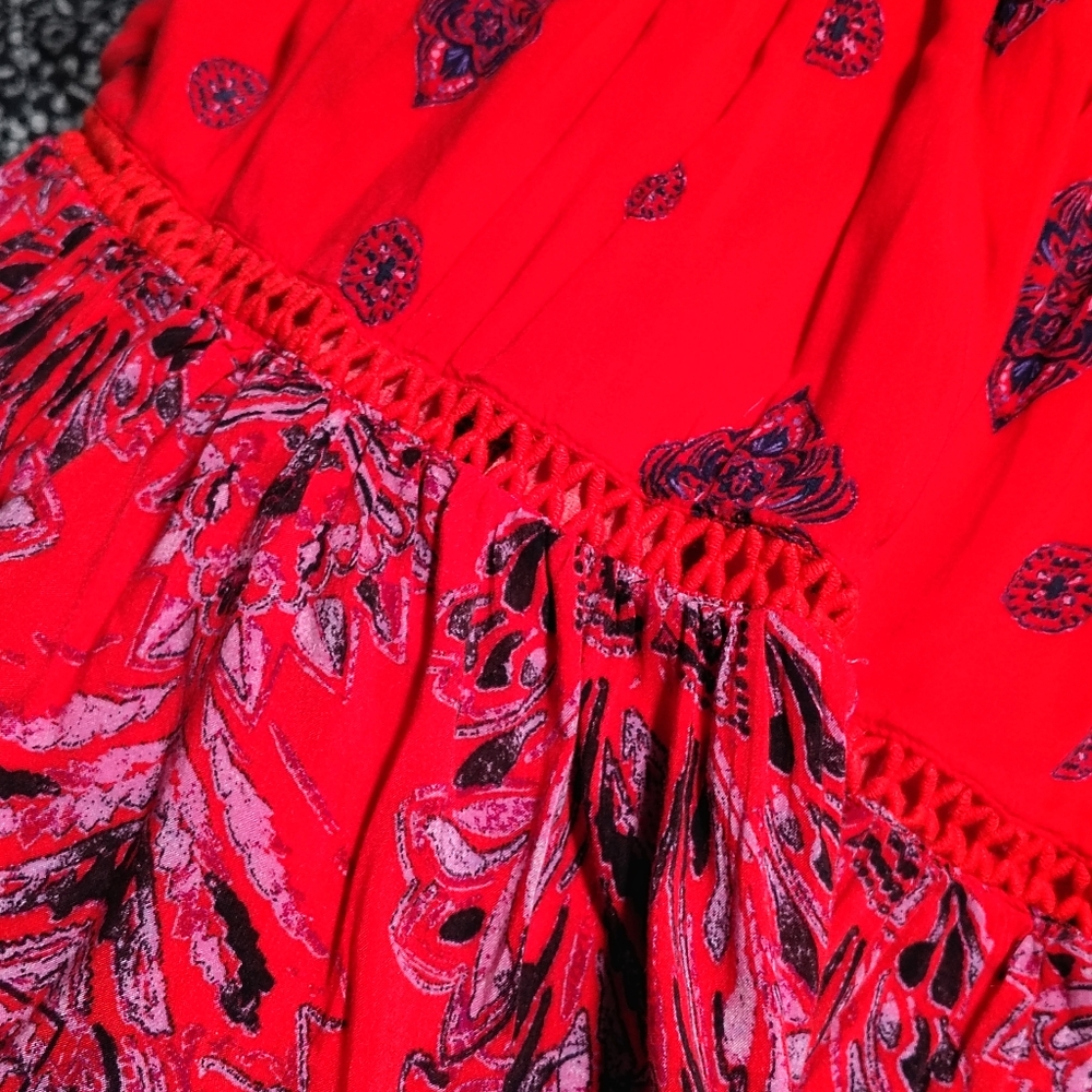 Intimately Free People Talk To Me Trapeze Mini Dress Red & Purple Women's Small - Picture 5 of 9